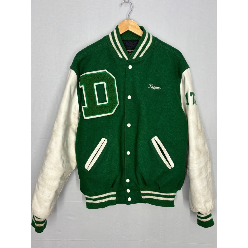 Holloway Letterman Varsity Jacket Men's Green Donegal‎ Wrestling Vintage